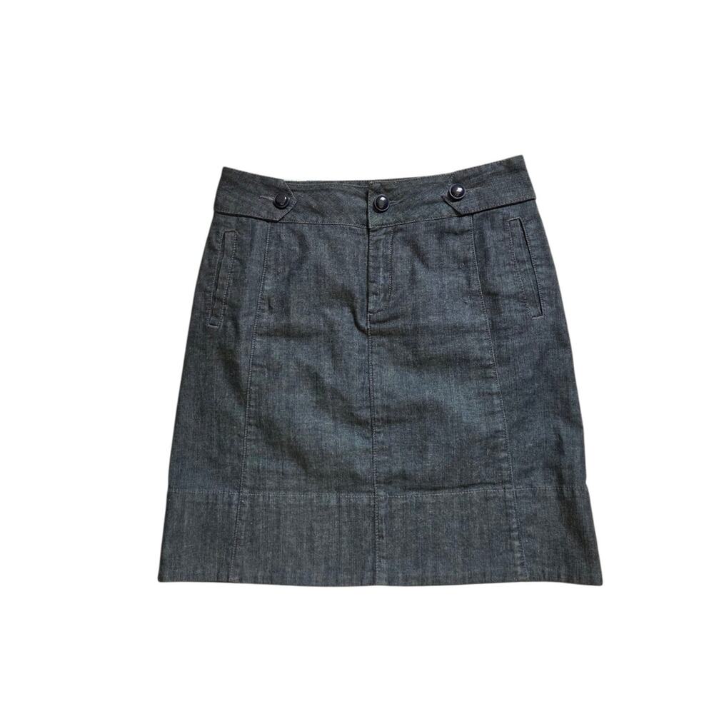 Idra Anthropologie Dark Gray Denim Look Pocket Buttons Mini Skirt, Size 4